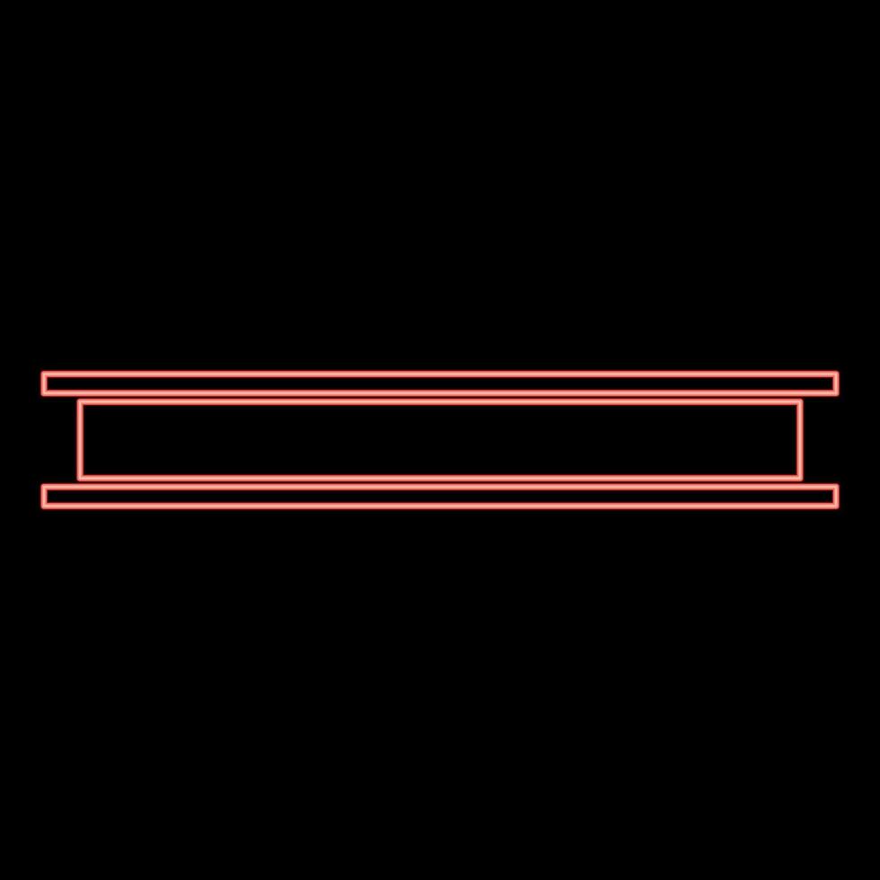 Neon steel beam I-beam red color vector illustration image flat style