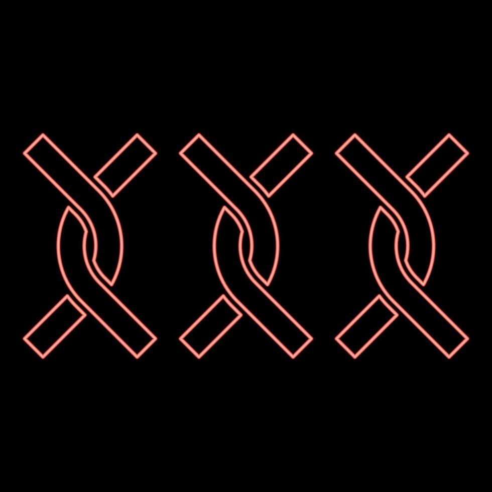 Neon chain fence twisted wire red color vector illustration image flat style