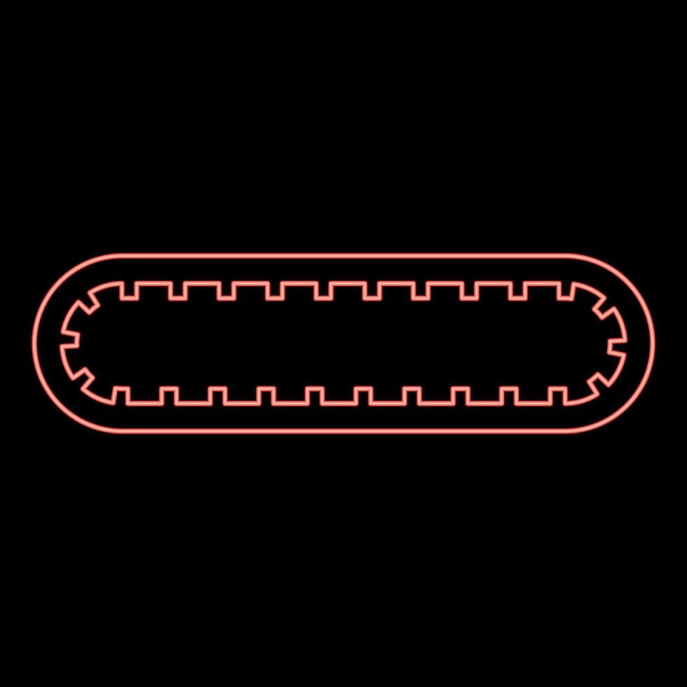 Neon strap for engine toothed belt for gear cambelt timing gas distribution mechanism red color vector illustration image flat style