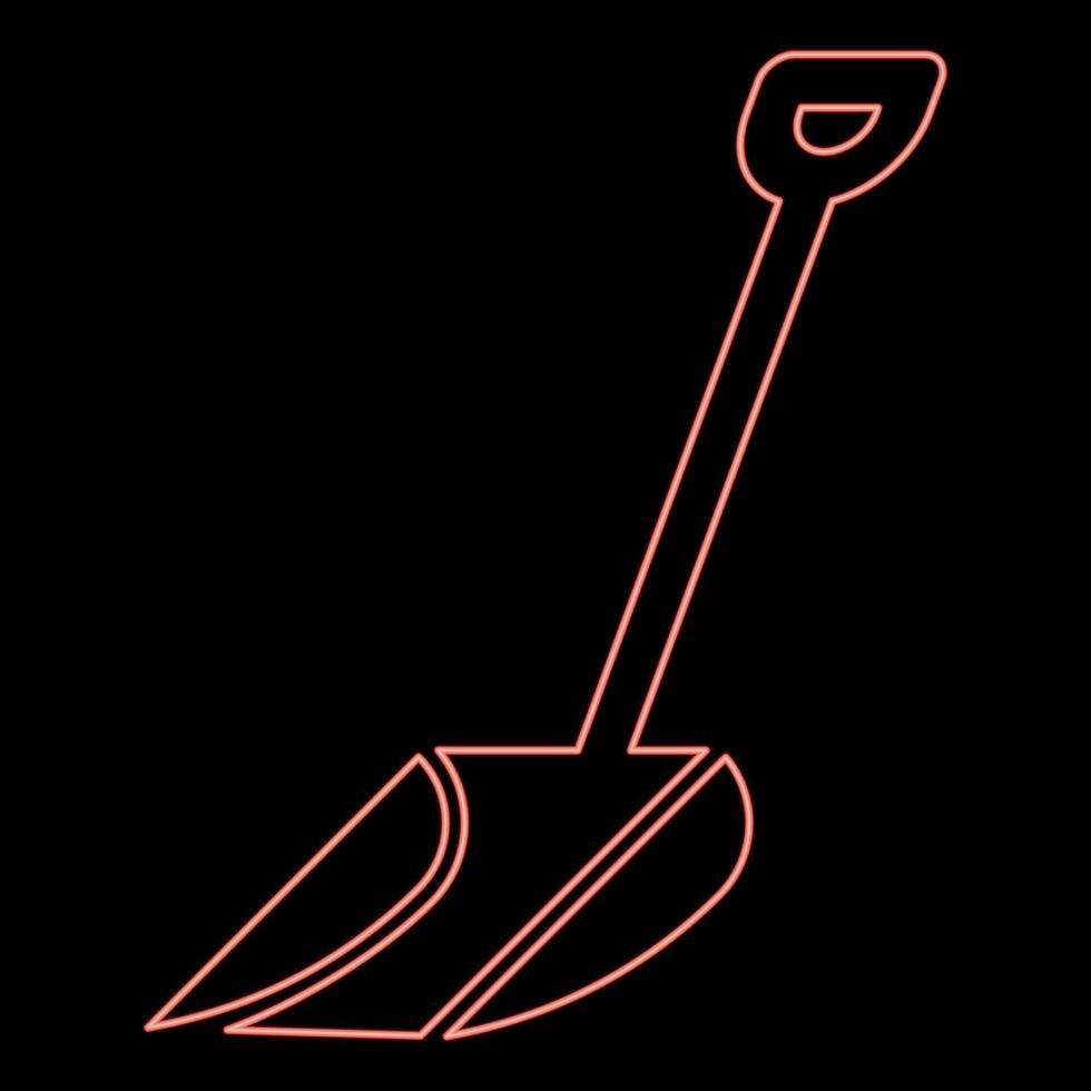 Neon winter snow shovel clearing red color vector illustration image flat style