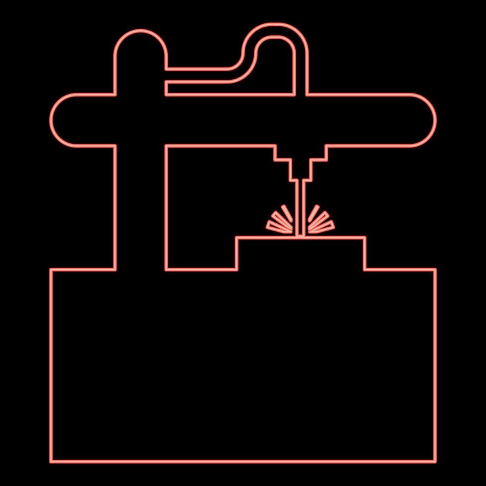 Neon laser CNC machine for engraving device equipment for cutting use beam red color vector illustration image flat style