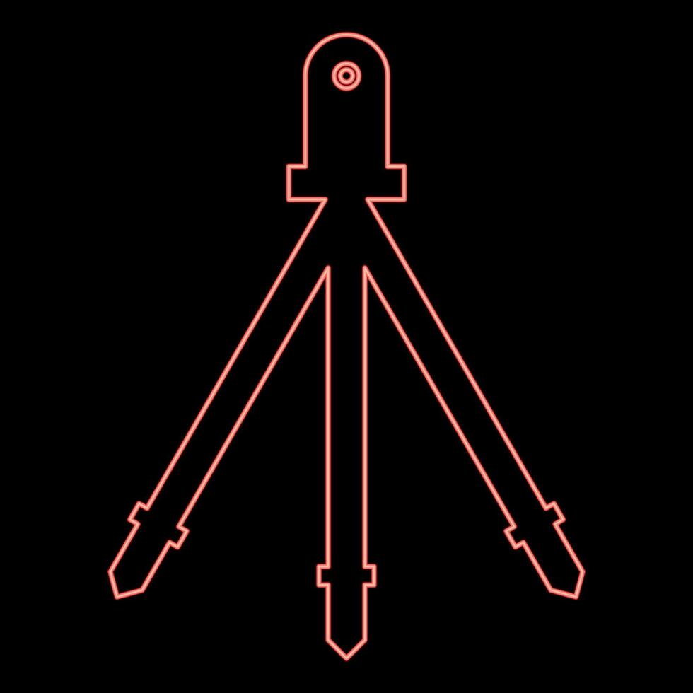 Neon laser level tool measure building on tripod engineering equipment device for builder construction tool red color vector illustration image flat style