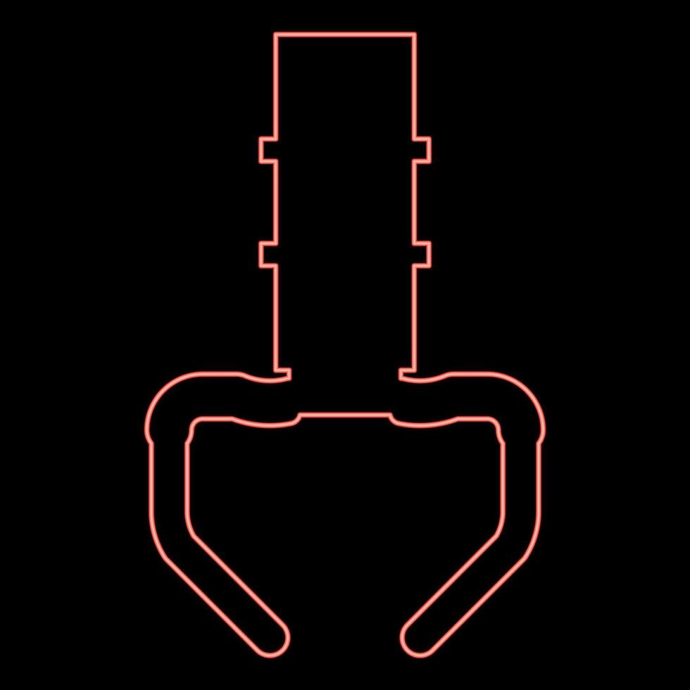 Neon prize toy manipulator iron hook crane claw picker red color vector illustration image flat style