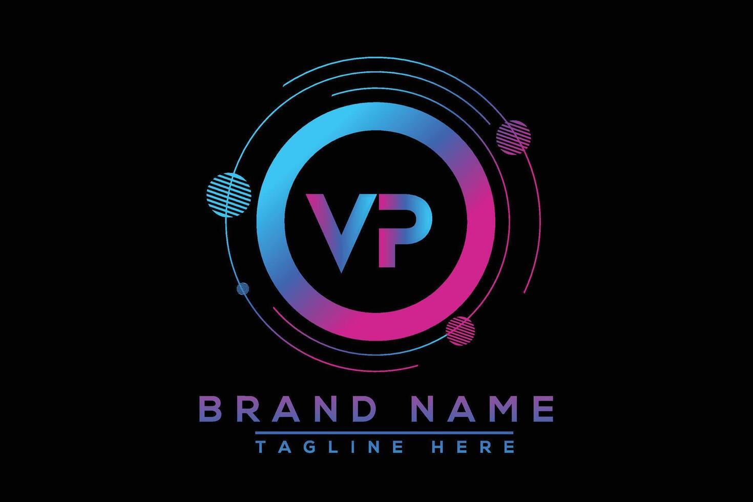 Blue VP letter logo design. Vector logo design for business.