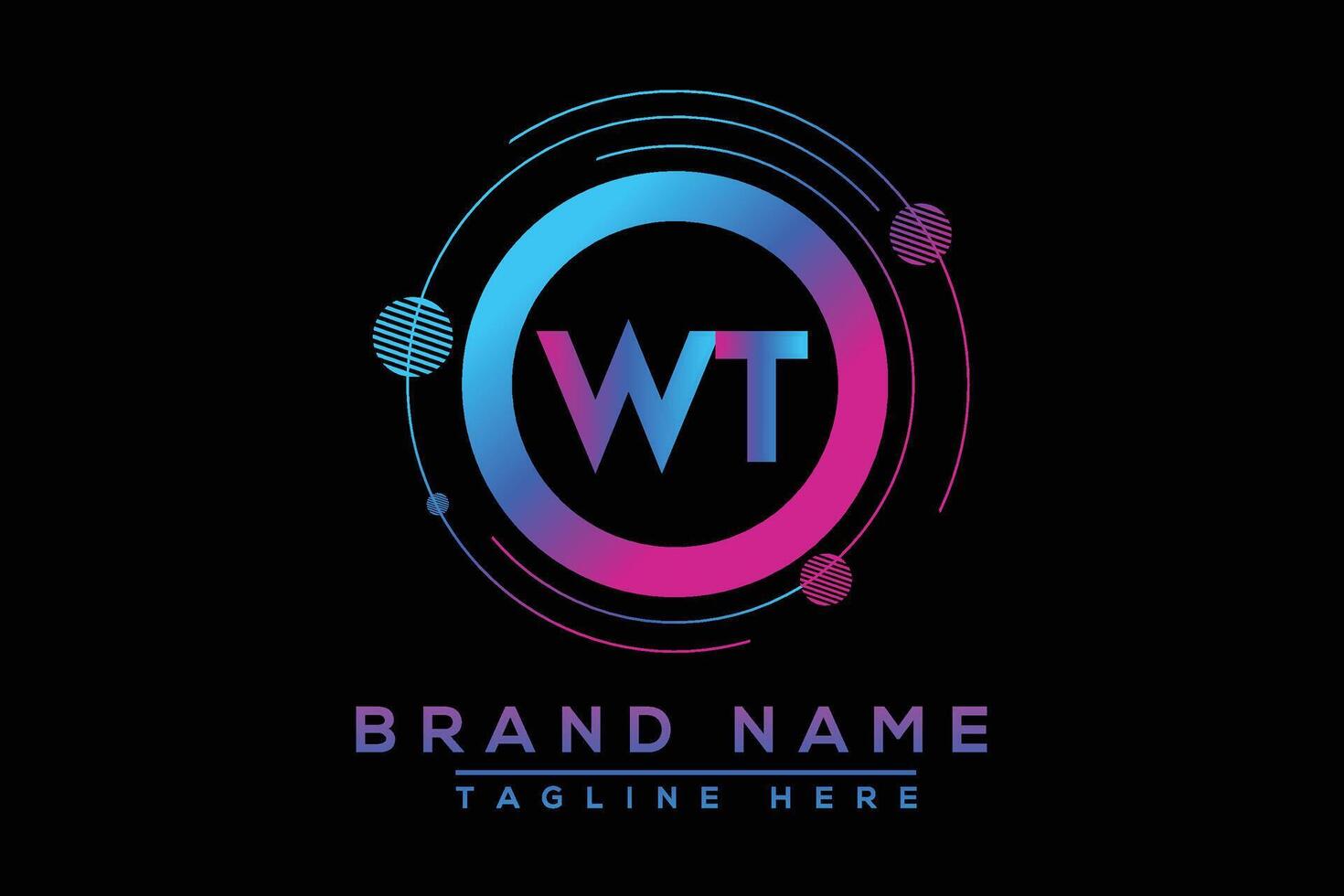 Blue WT letter logo design. Vector logo design for business.