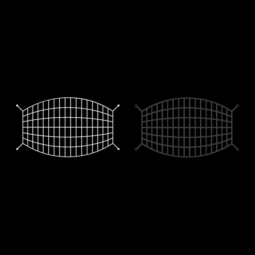 Fishnet rope net set icon white color vector illustration image solid fill outline contour line thin flat style