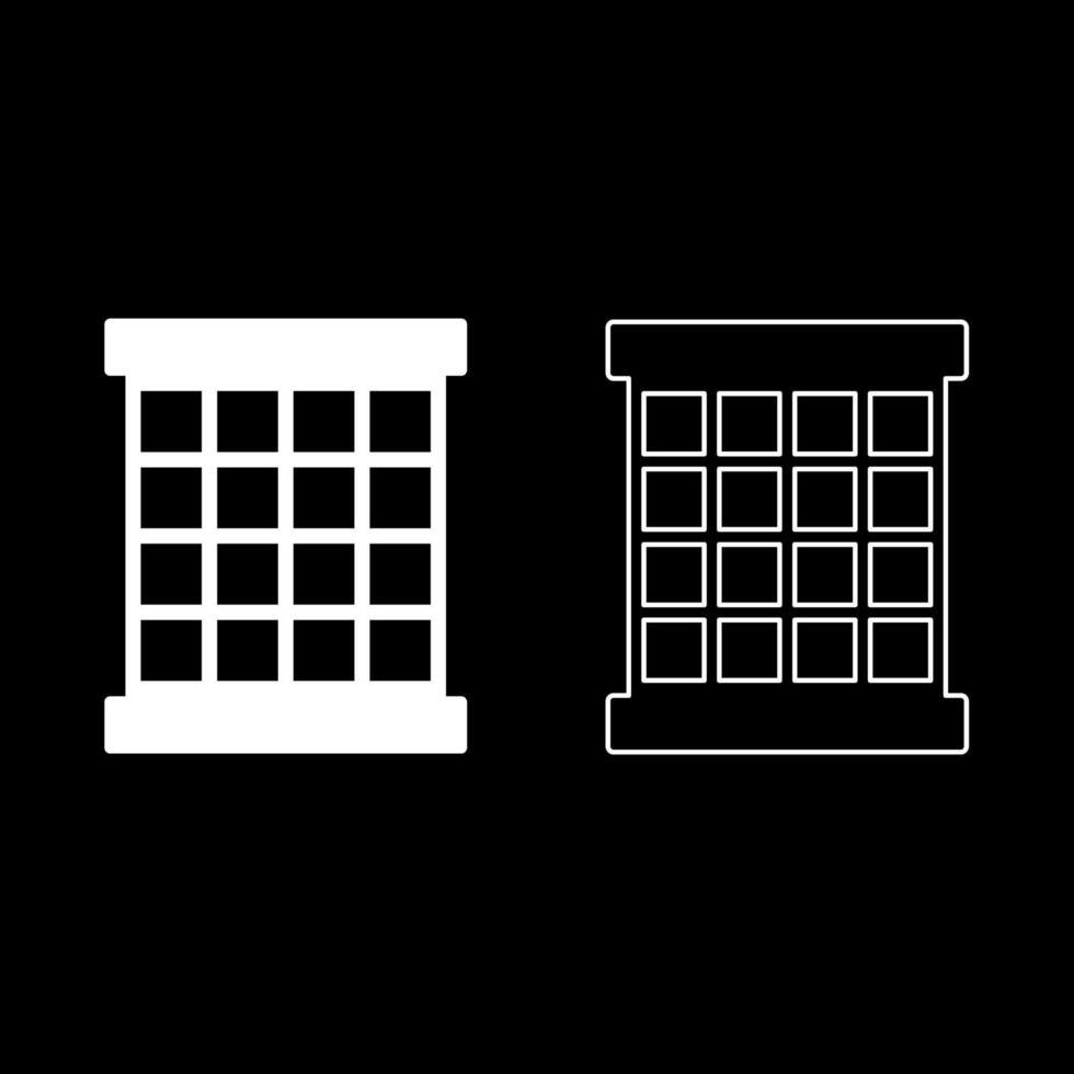 Prisoner window grid grate prison jail concept set icon white color vector illustration image solid fill outline contour line thin flat style