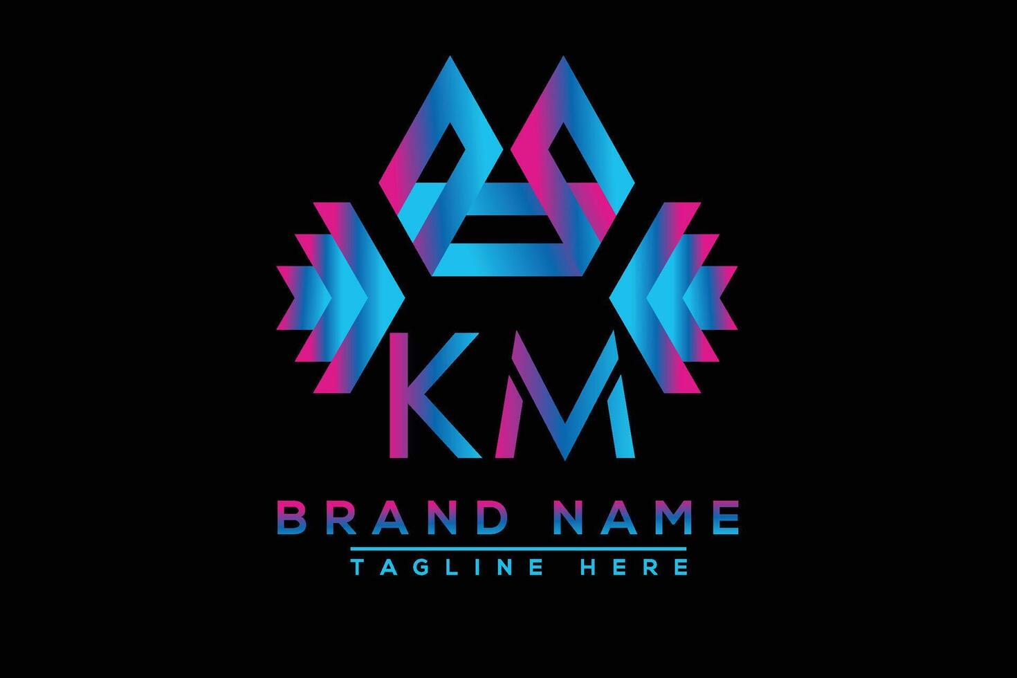 KM letter logo design. Vector logo design for business.