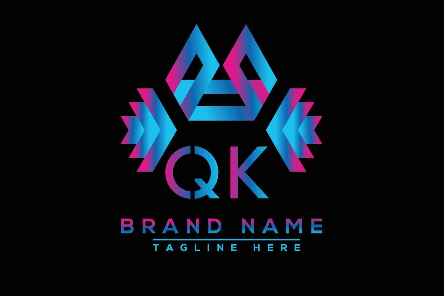 QK letter logo design. Vector logo design for business.