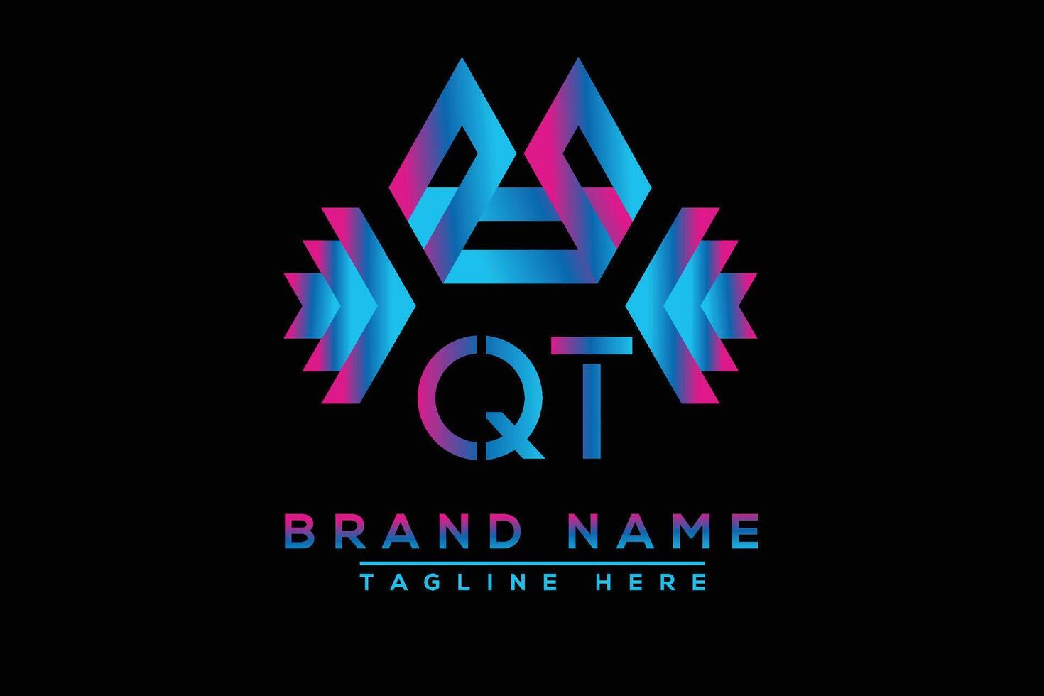 QT letter logo design. Vector logo design for business.