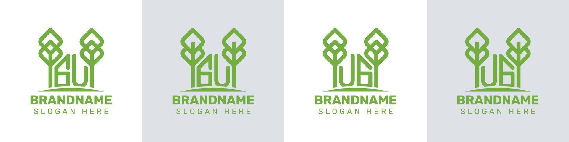 Letters GU and UG Greenhouse Logo, for business related to plant with GU or UG initials vector