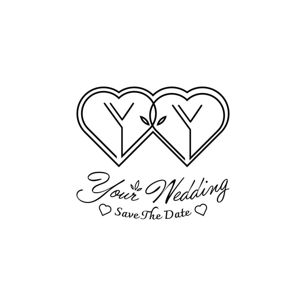 Letters YY Wedding Love Logo, for couples with Y and Y initials vector