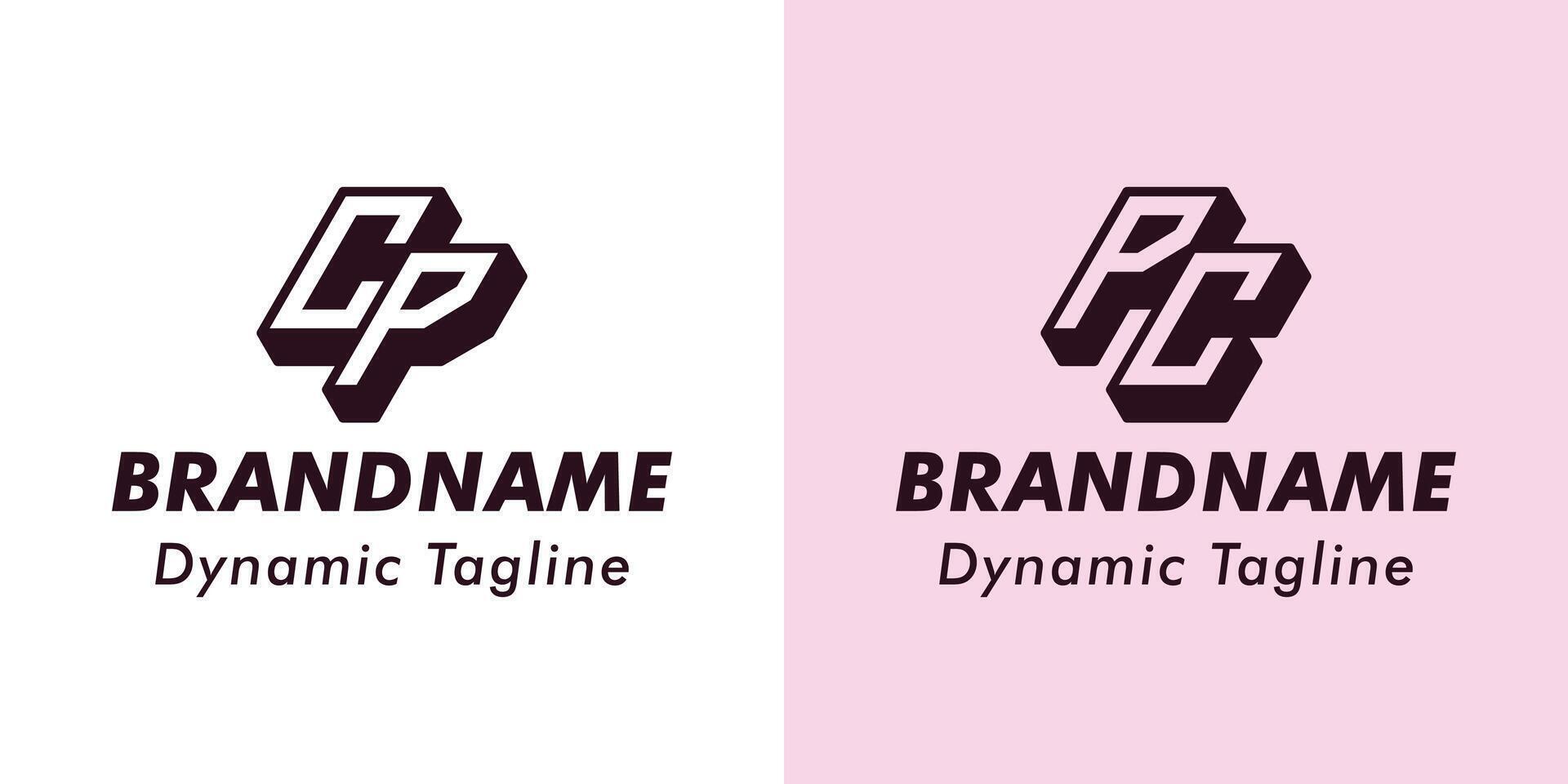 Letters CP and PC 3D Monogram Logo, Suitable for business with CP or PC initials vector