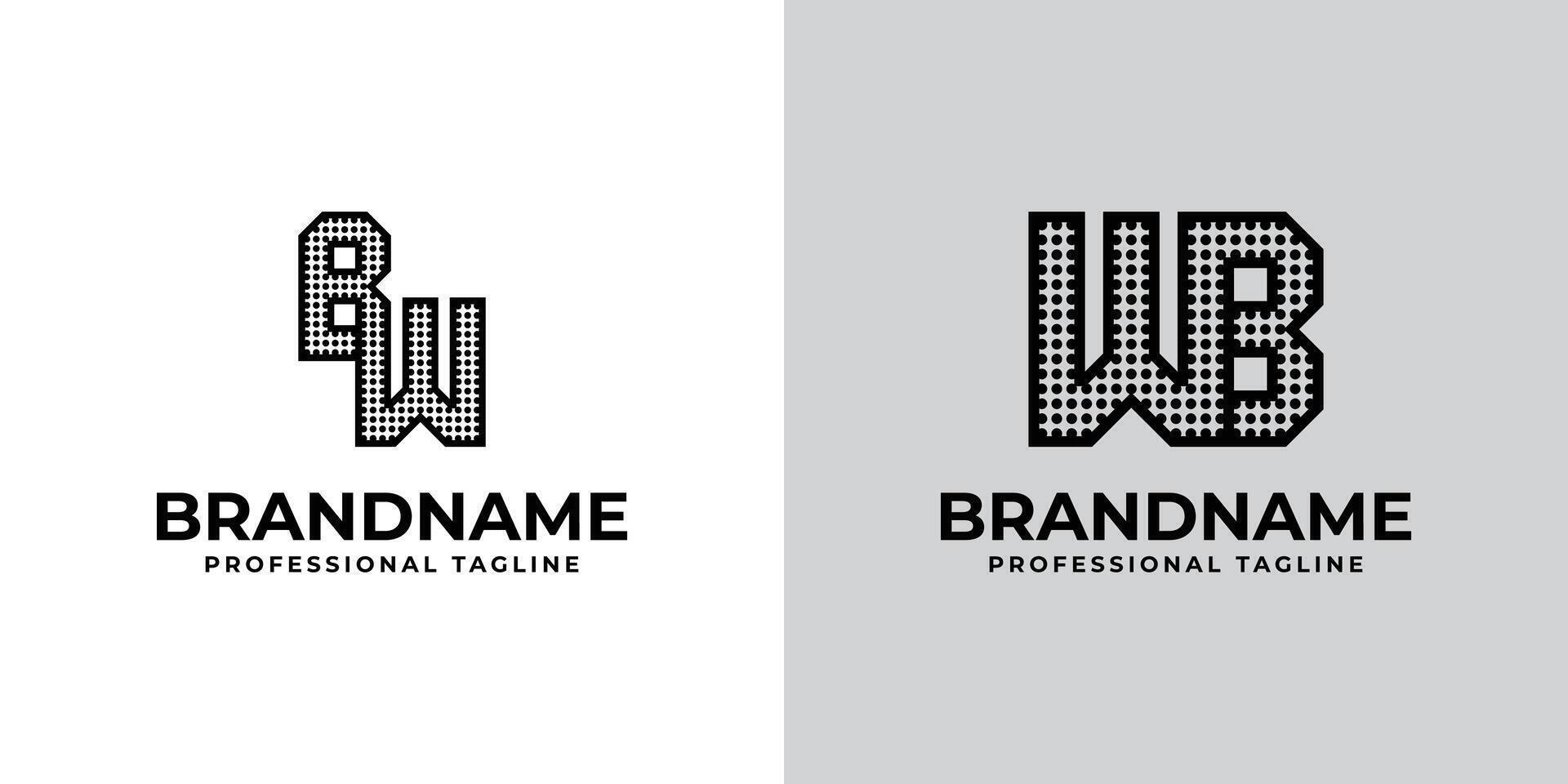 Letters BW and WB Dot Monogram Logo, Suitable for business with BW or WB initials vector