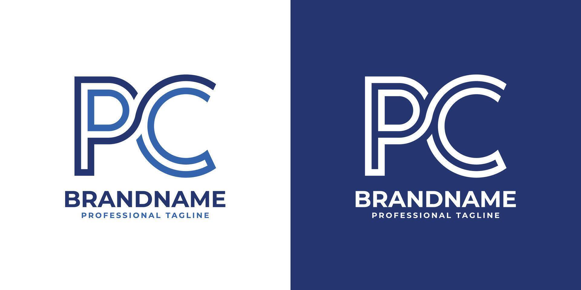 Letters PC Line Monogram Logo, suitable for business with PC or CP initials vector