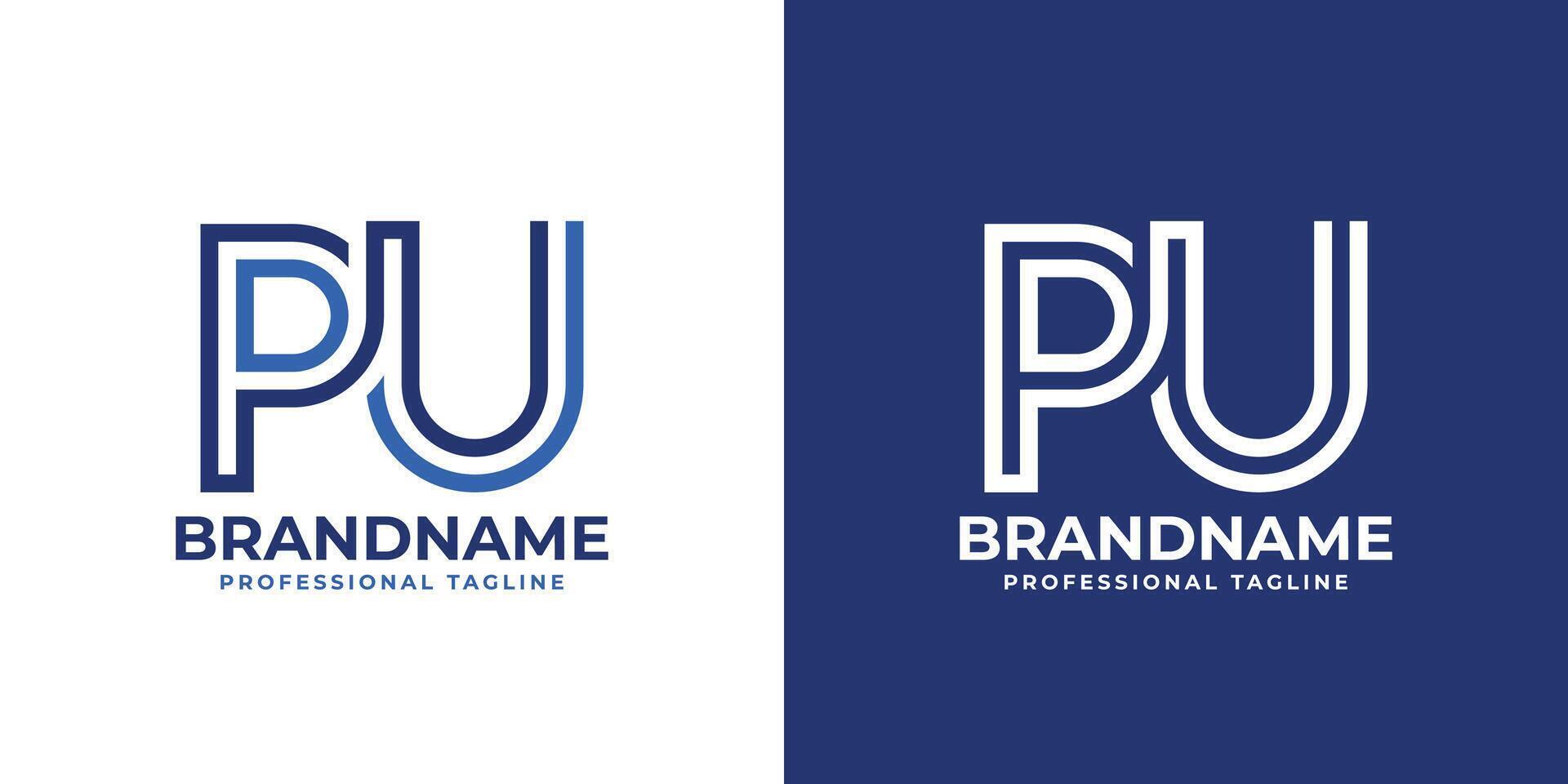 Letters PU Line Monogram Logo, suitable for business with PU or UP initials vector