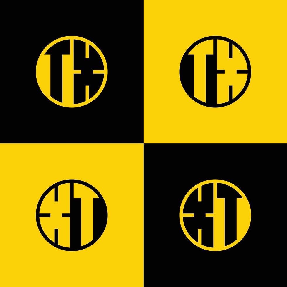 Simple TX and XT Letters Circle Logo Set, suitable for business with TX and XT initials vector
