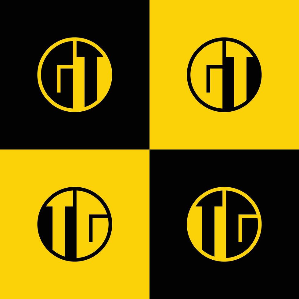 Simple GT and TG Letters Circle Logo Set, suitable for business with GT and TG initials vector