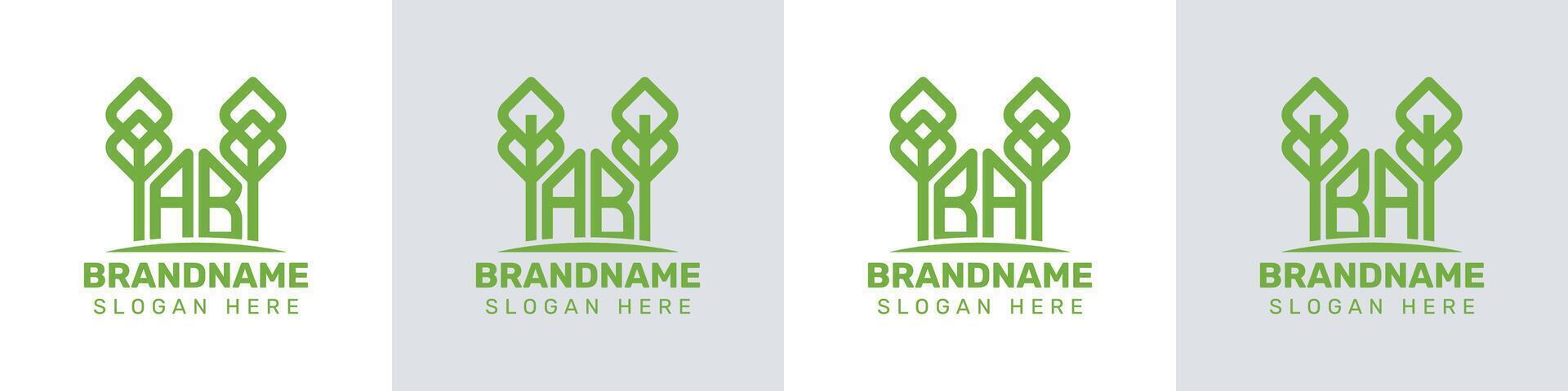 Letters AB and BA Greenhouse Logo, for business related to plant with AB or BA initials vector