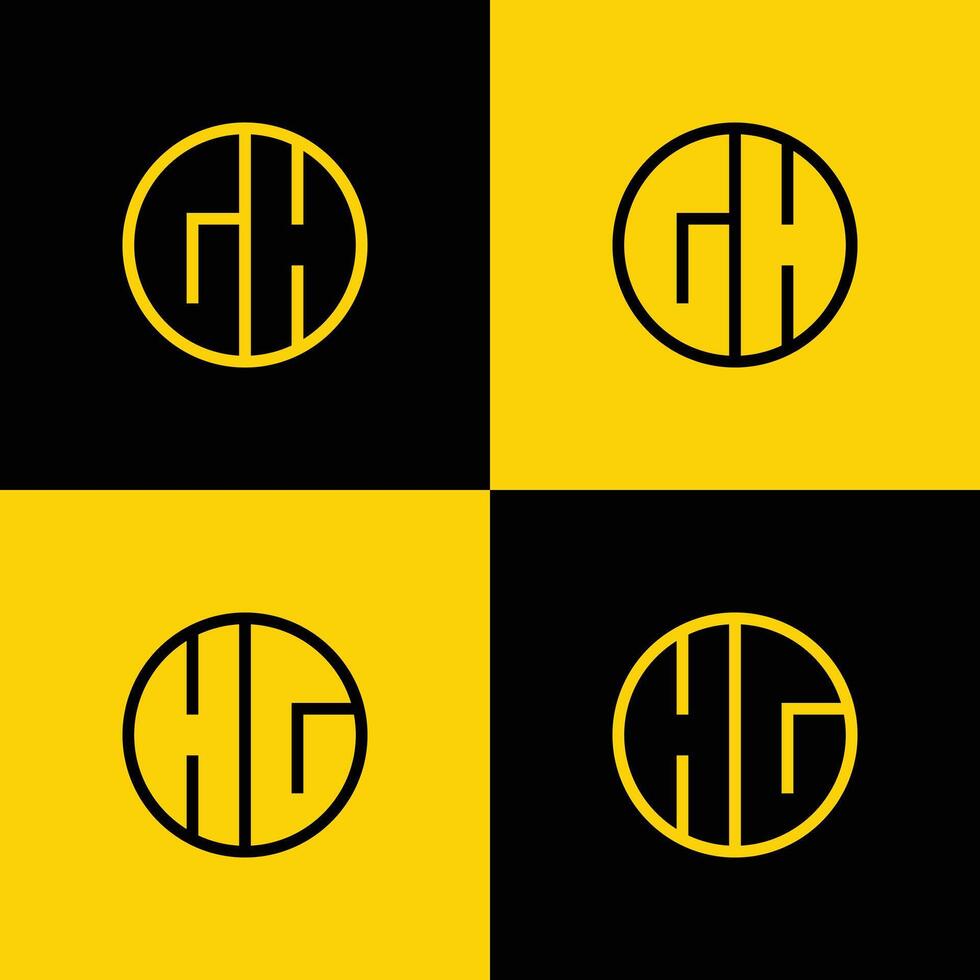 Simple GH and HG Letters Circle Logo Set, suitable for business with GH and HG initials vector