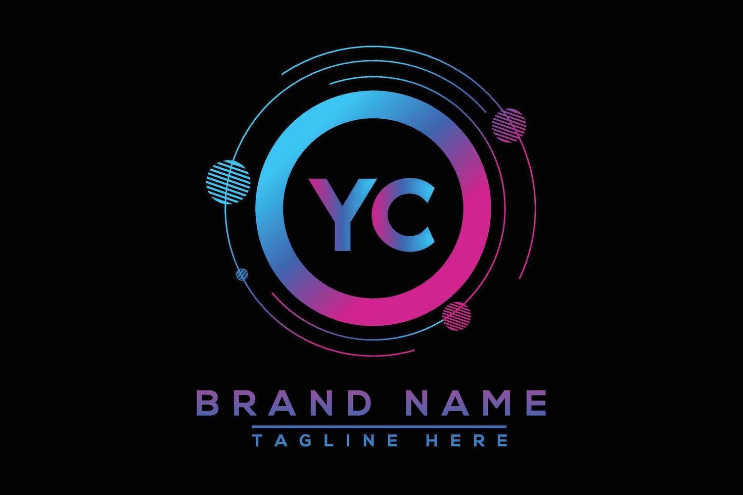 Blue YC letter logo design. Vector logo design for business.