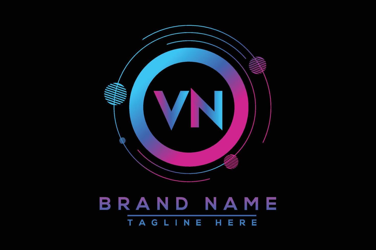 Blue VN letter logo design. Vector logo design for business.