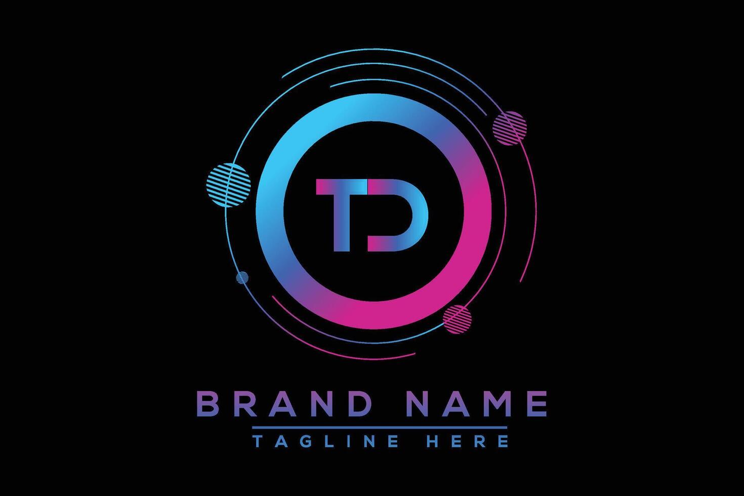 Blue TD letter logo design. Vector logo design for business.