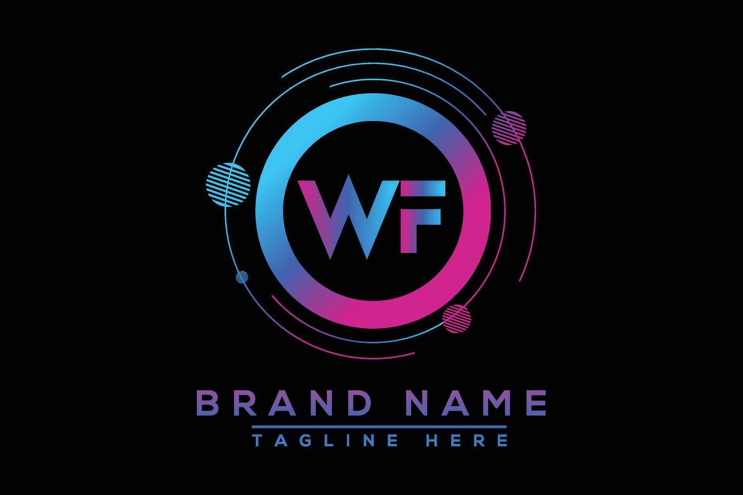 Blue WF letter logo design. Vector logo design for business.