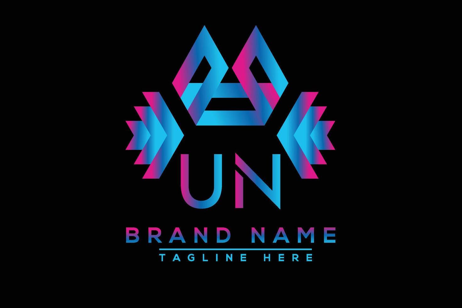 UN letter logo design. Vector logo design for business.