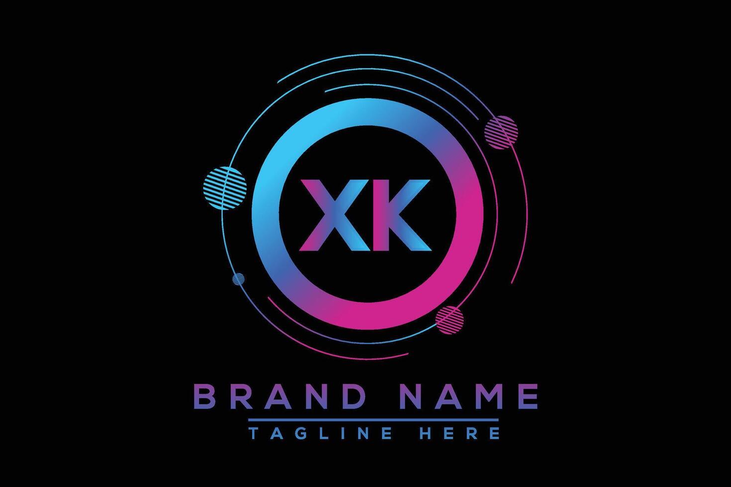 Blue XK letter logo design. Vector logo design for business.