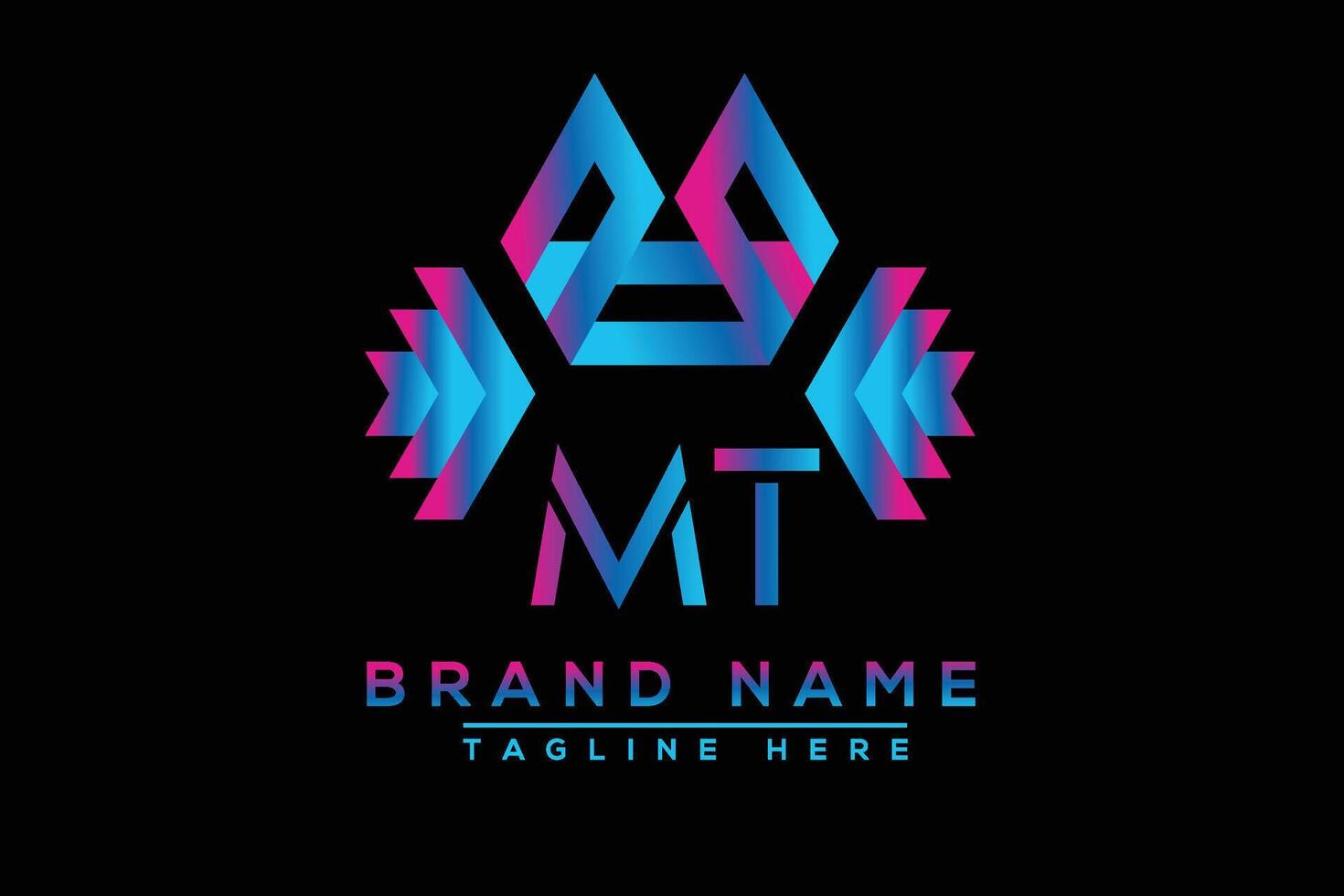 MT letter logo design. Vector logo design for business.