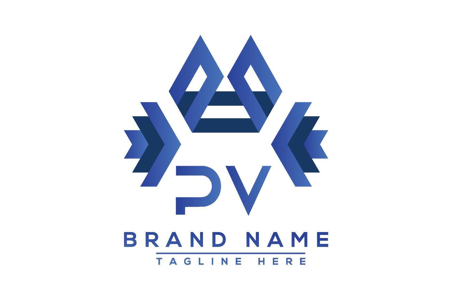 Letter PV Blue logo design. Vector logo design for business.