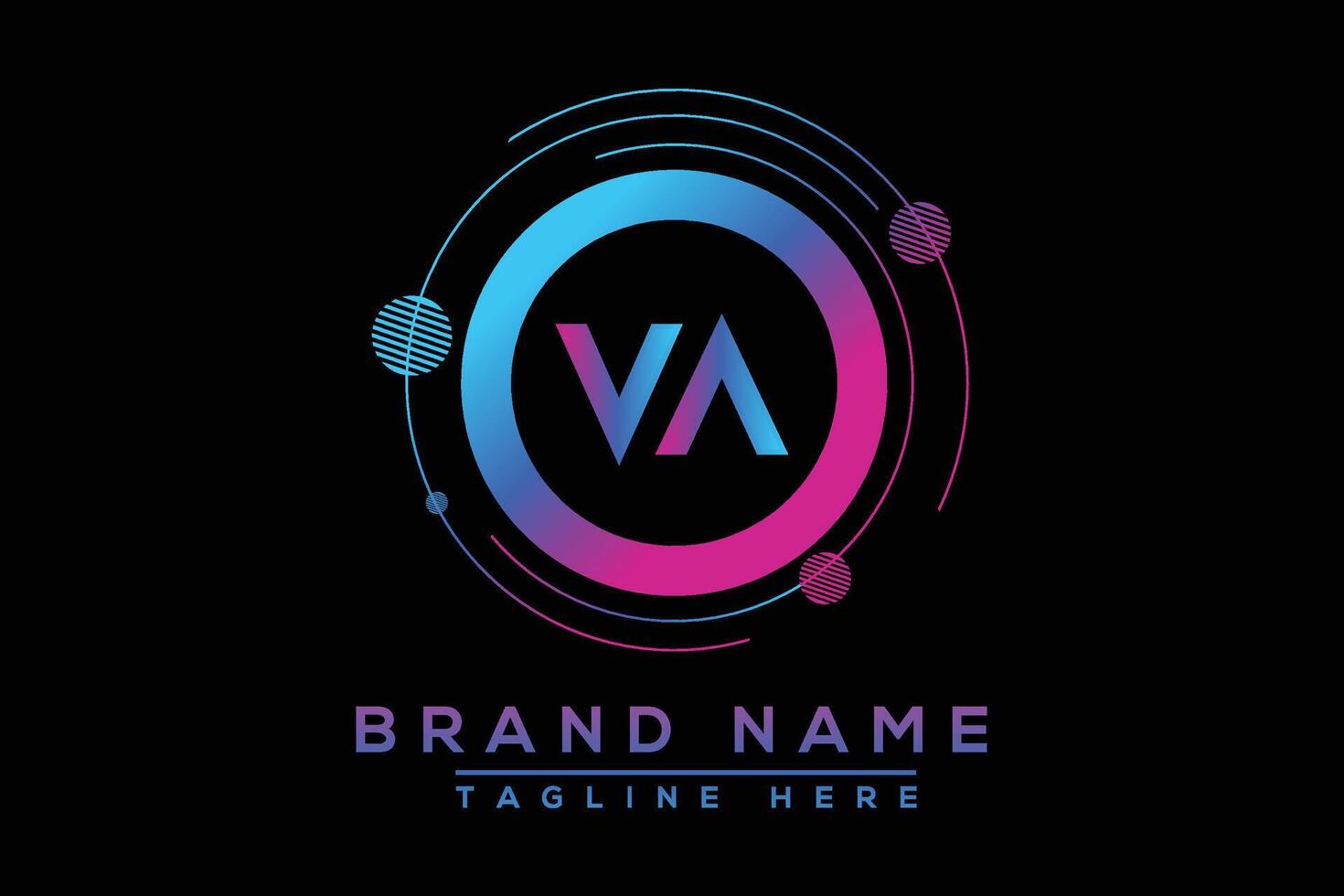 Blue VA letter logo design. Vector logo design for business.