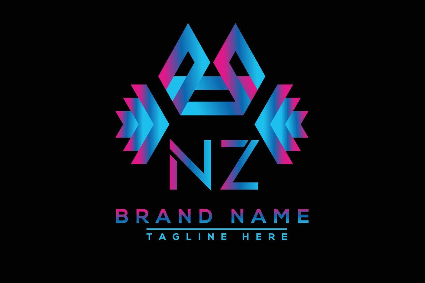 NZ letter logo design. Vector logo design for business.