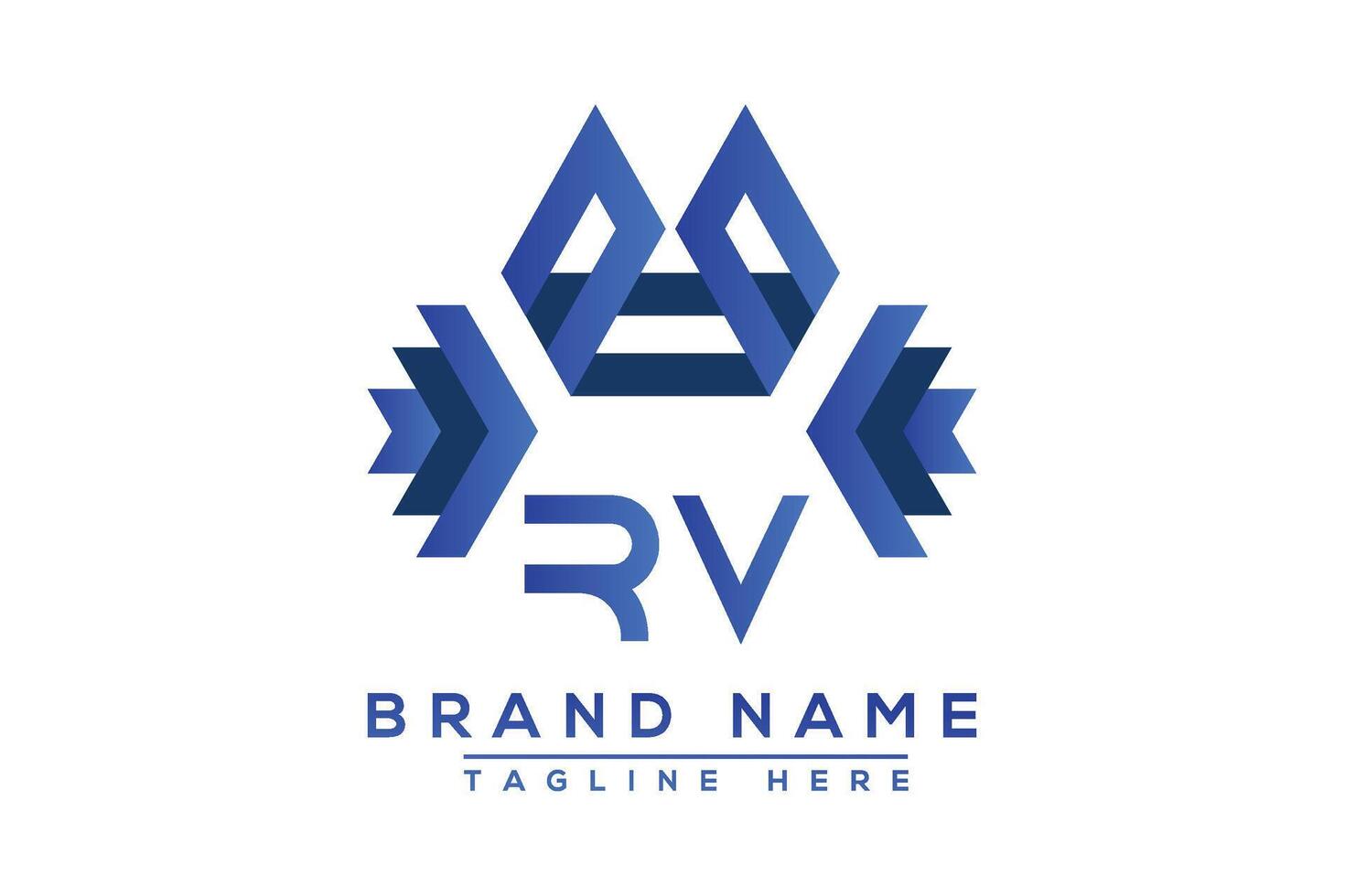 Letter RV Blue logo design. Vector logo design for business.