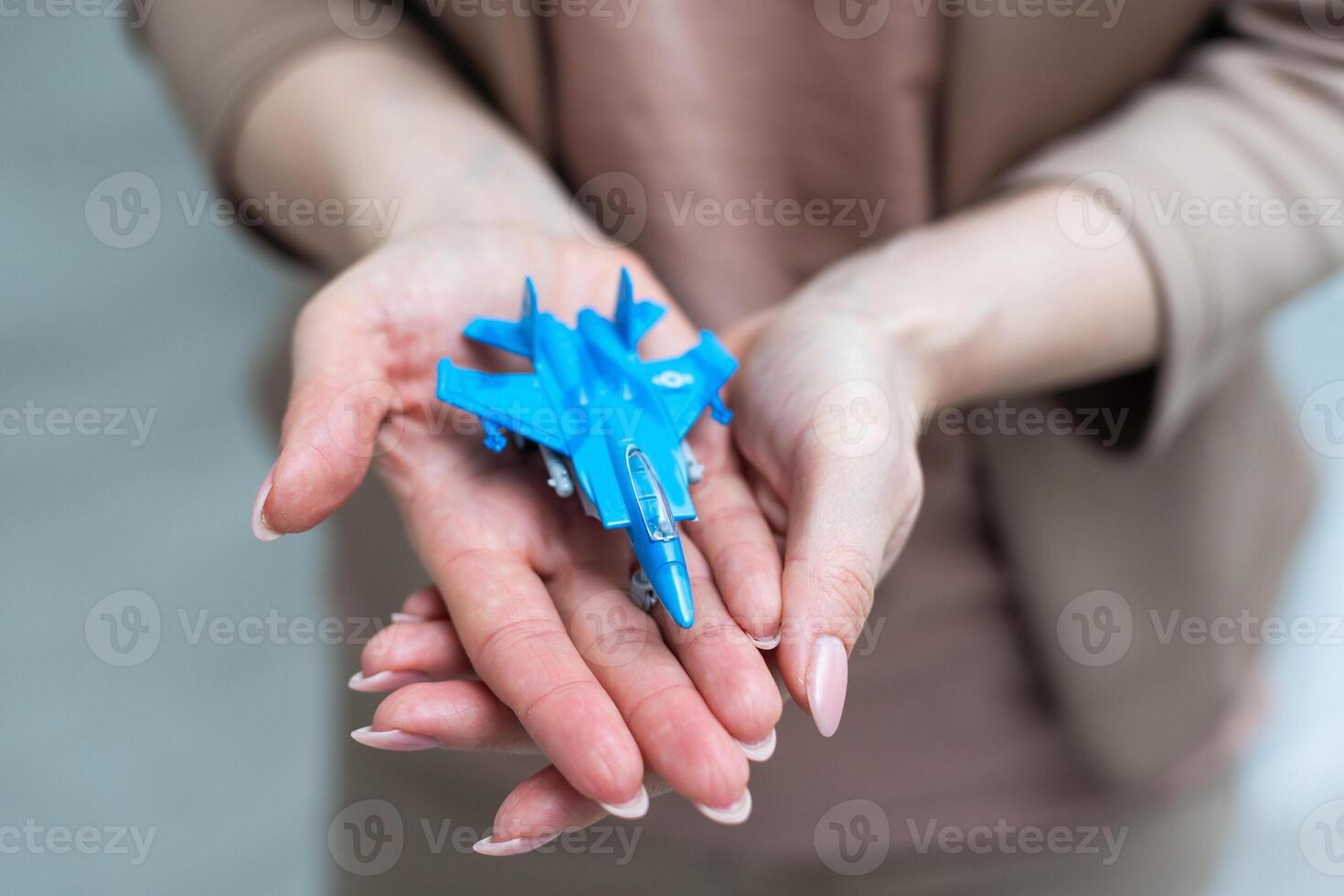 Blue children's toy fighter plane. children. toy plane photo