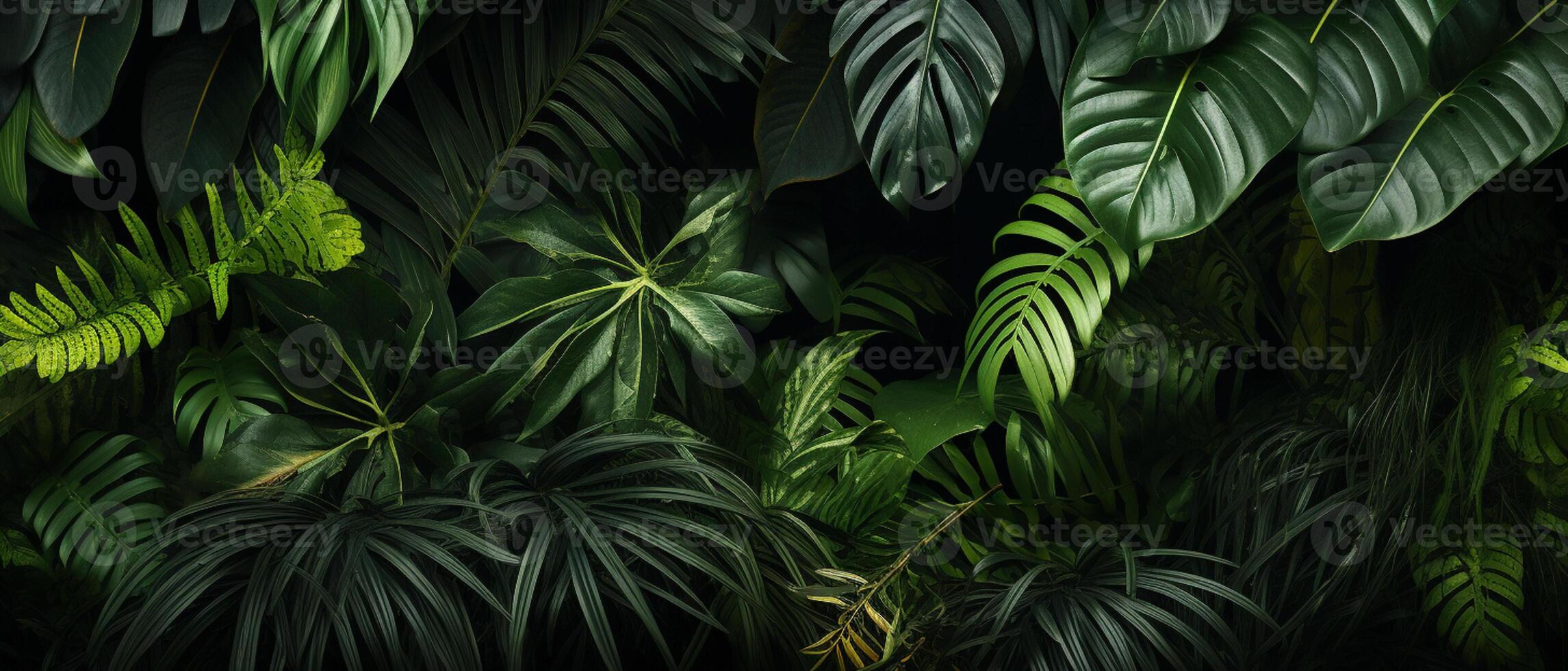 AI Generated Tropical palm leaves, floral pattern background, real photo