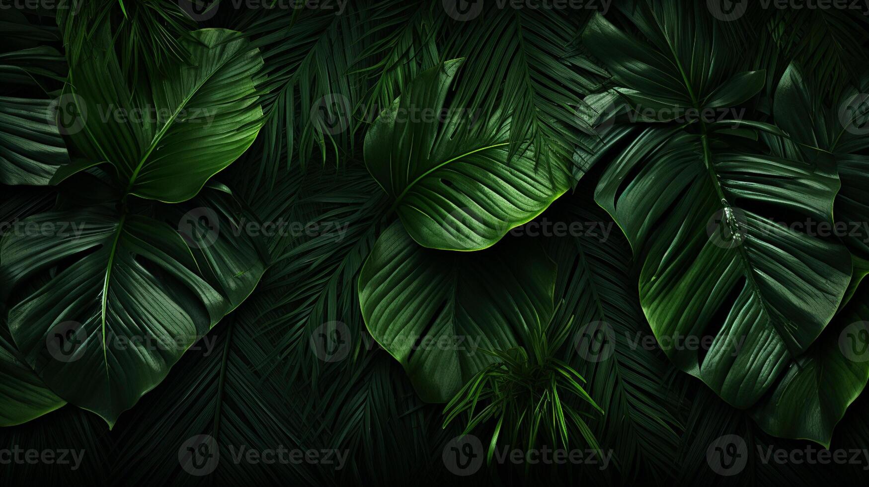 AI Generated Tropical palm leaves, floral pattern background, real photo