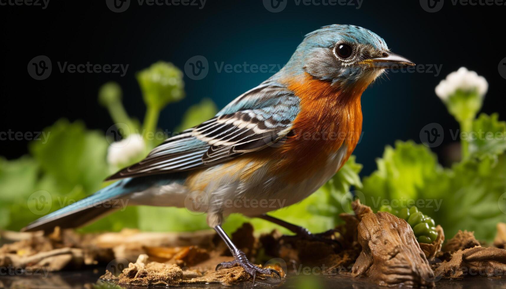 ai generado un pequeño pájaro encaramado en un rama, rodeado por naturaleza generado por ai foto