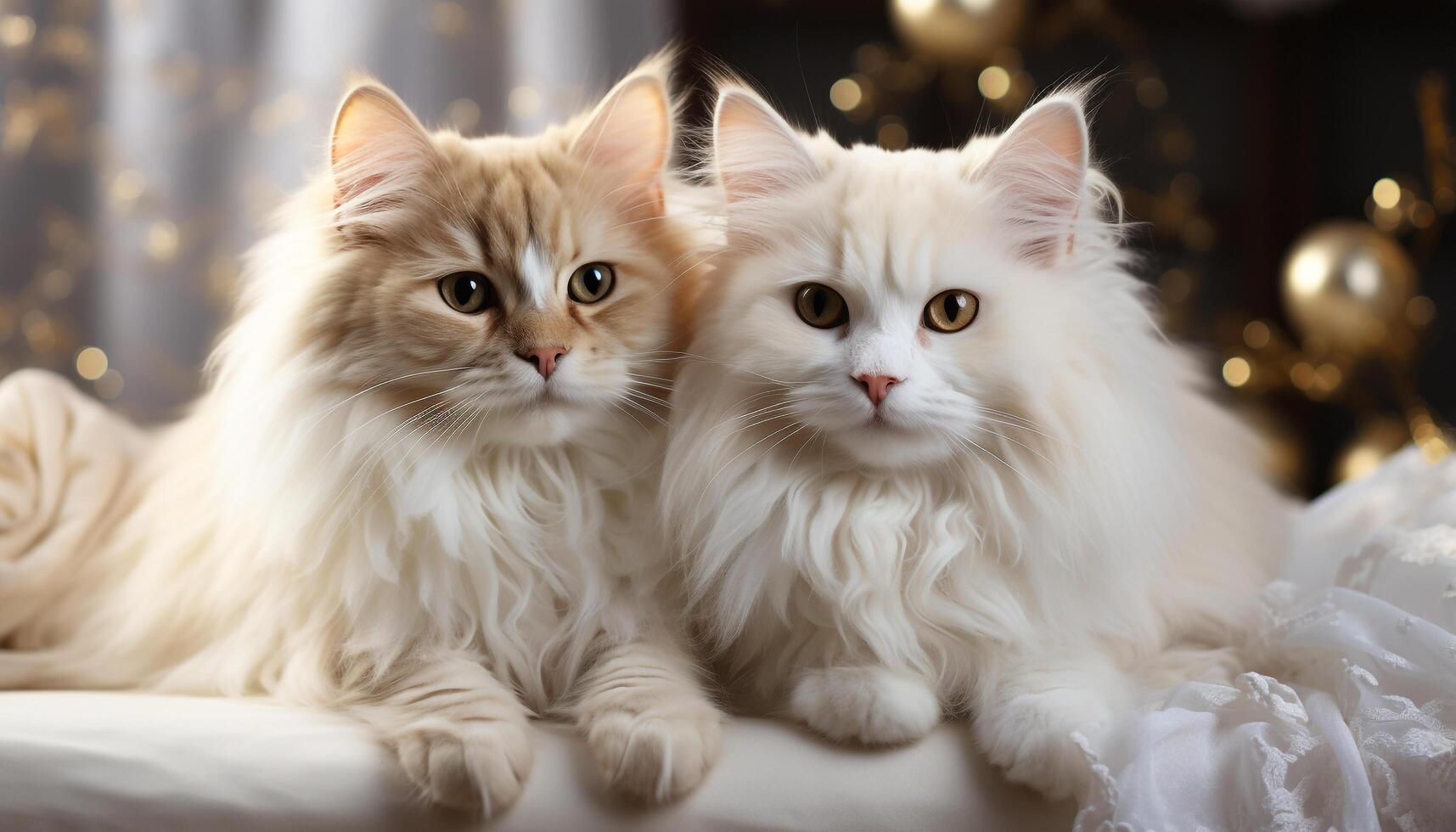 AI generated Cute kitten and playful dog staring, love and togetherness generated by AI photo