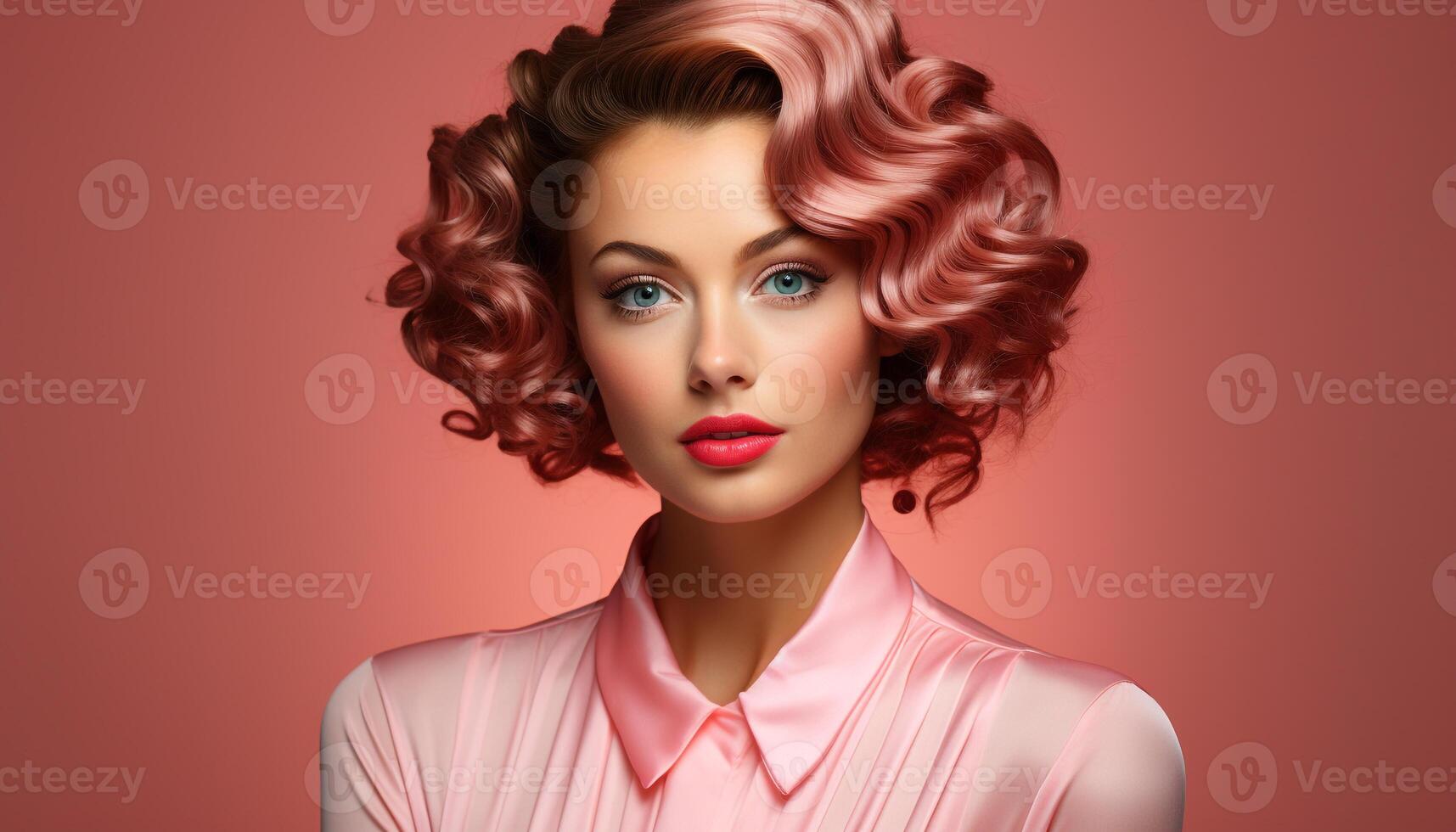 AI generated Beautiful women with elegant fashion, curly hair, and sensuality generated by AI photo