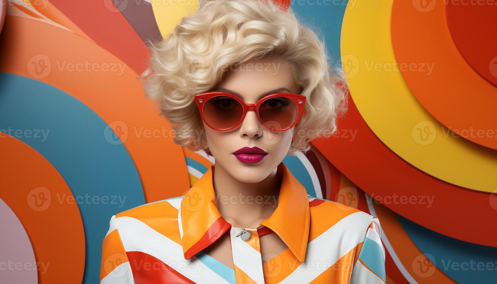 AI generated Fashionable blond woman with sunglasses, looking cute and elegant generated by AI photo