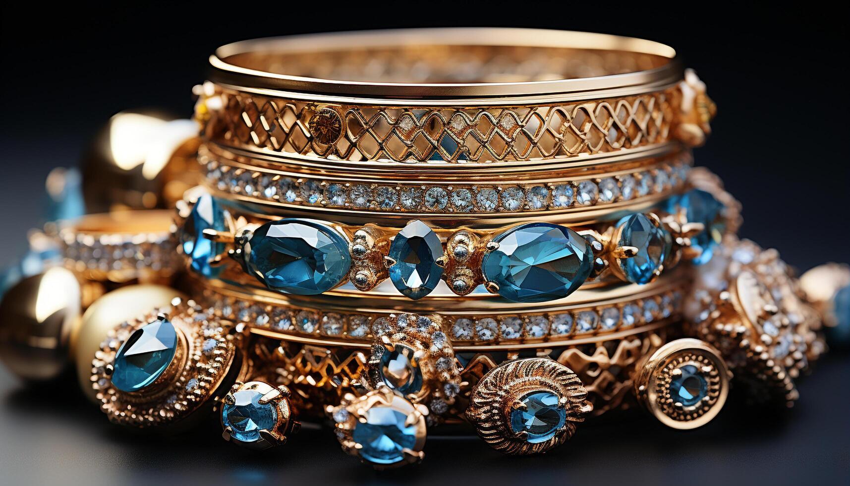 AI generated Shiny gemstone bracelet, a precious gift of elegance and wealth generated by AI photo