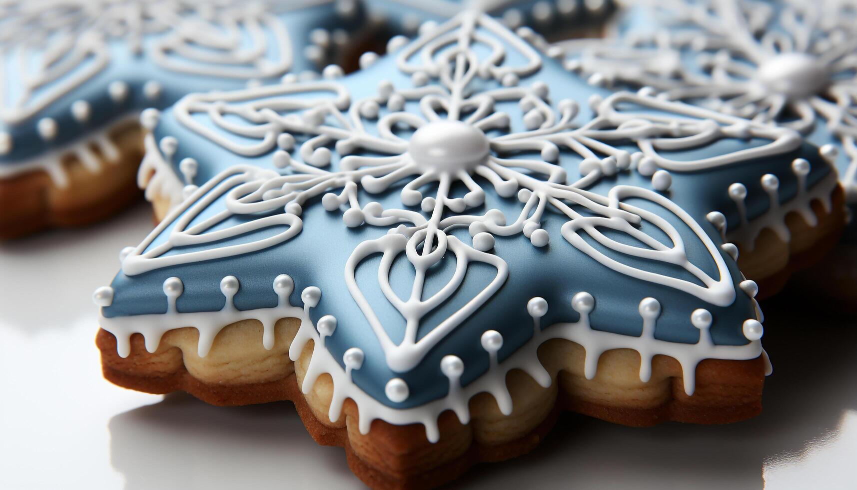 AI generated Homemade gingerbread cookies, sweet winter indulgence on a plate generated by AI photo