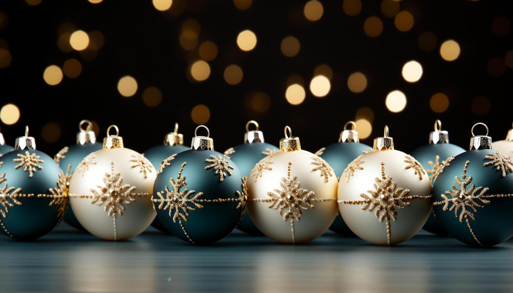 AI generated A glowing snowflake ornament illuminates the dark winter night generated by AI photo