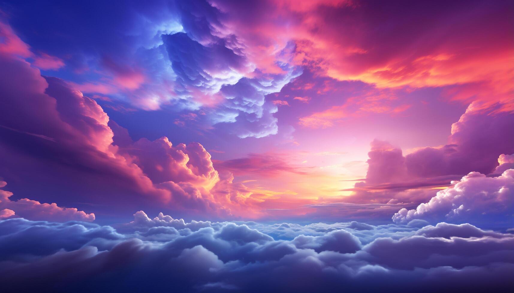 AI generated Vibrant sunset sky, a natural phenomenon of beauty and colors generated by AI photo