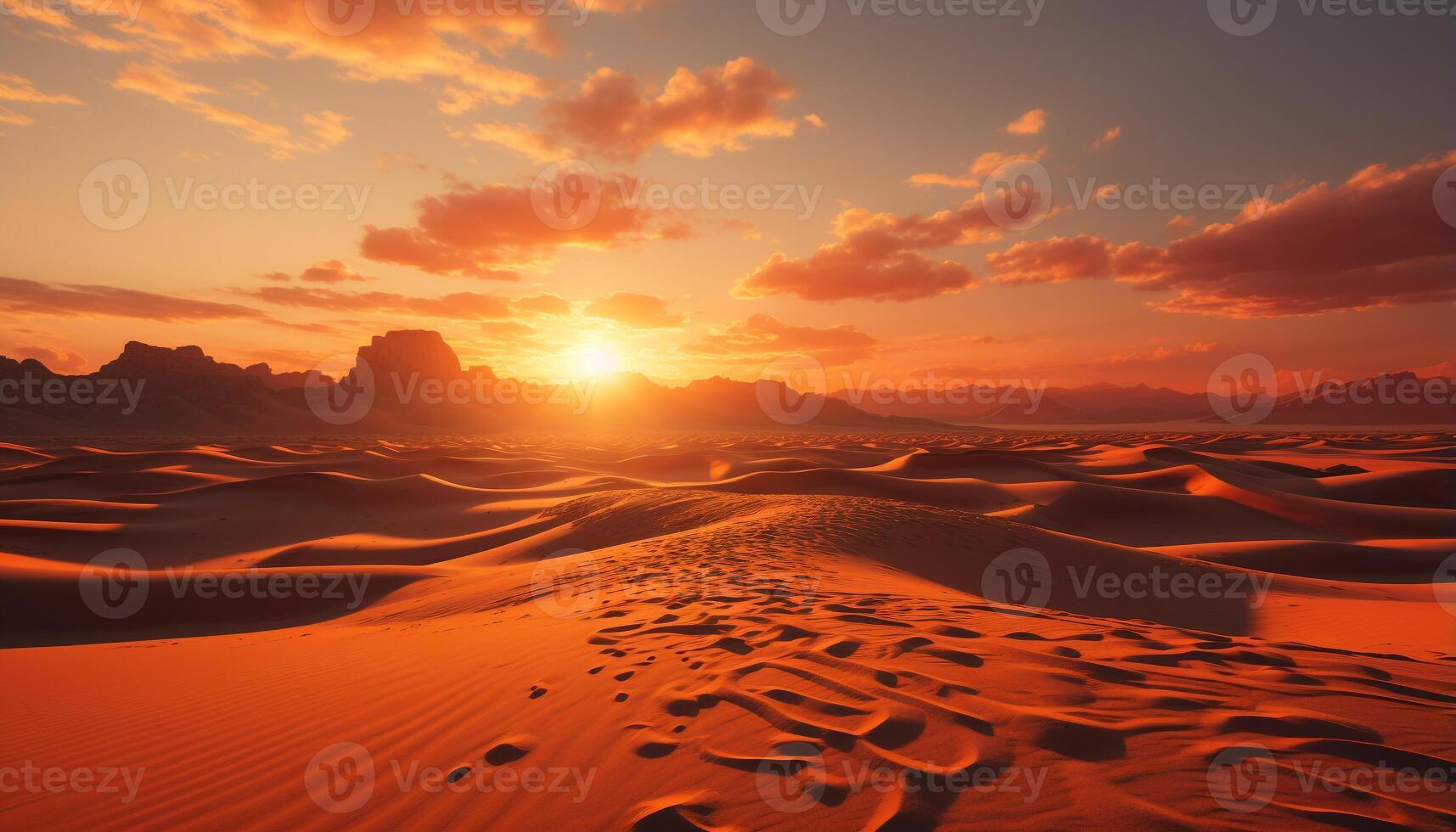 AI generated Majestic sand dunes ripple under the golden African sunset generated by AI photo