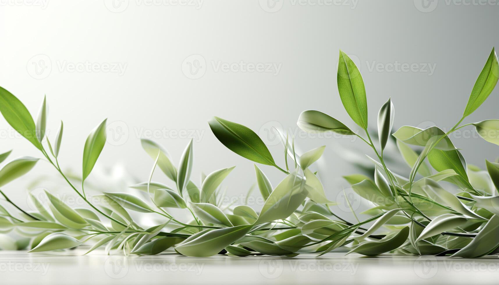 AI generated Fresh green leaves on a branch, nature vibrant decoration generated by AI photo