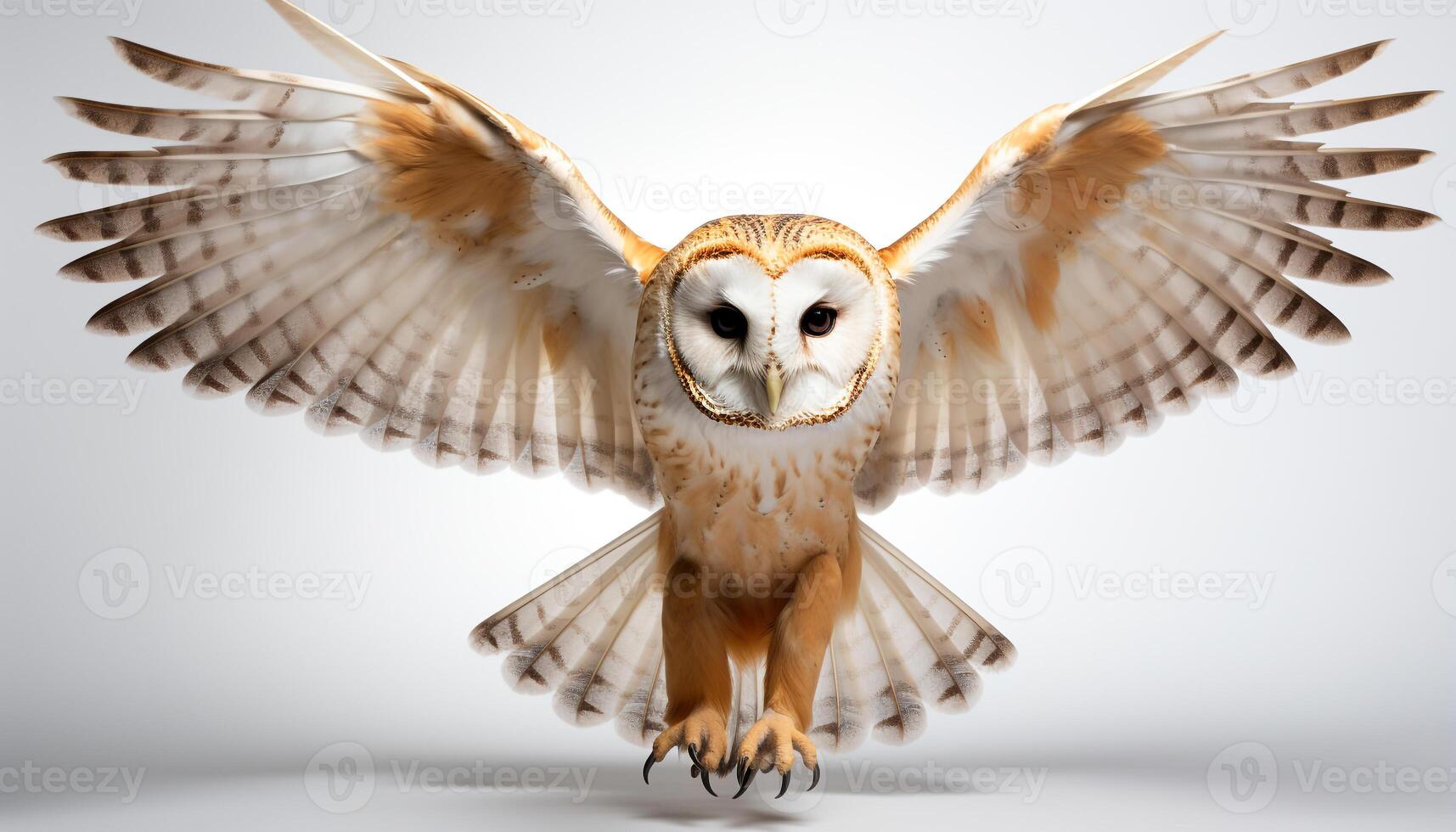 AI generated Bird of prey flying with spread wings, close up of beak generated by AI photo