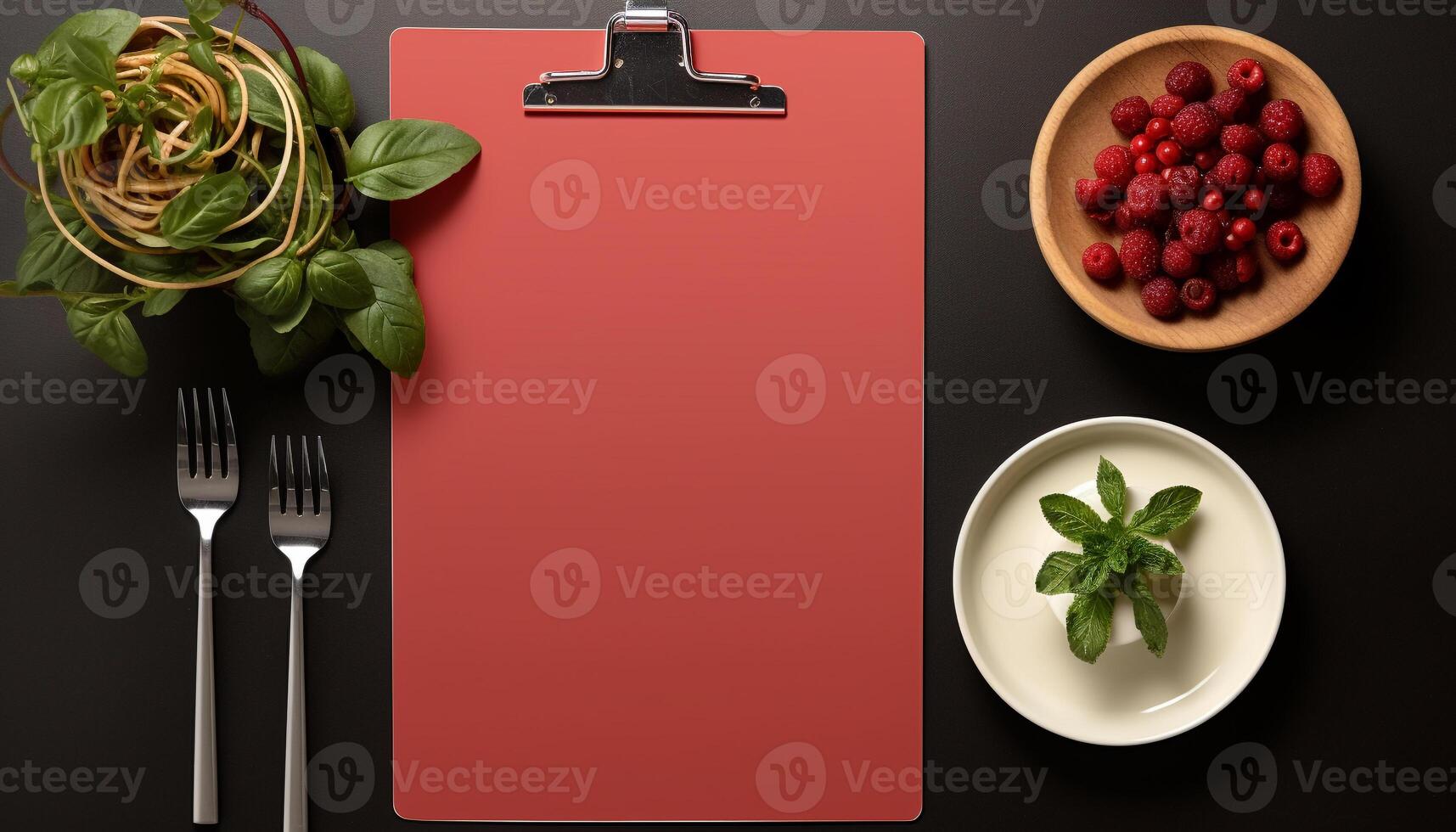 AI generated Freshness on a plate  healthy eating, organic fruit and vegetables generated by AI photo